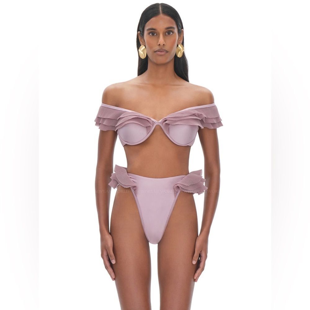 Andrea Iyamah Salama Lilac Underwire High Waist Bikini Set XXL Ruffle Swimwear